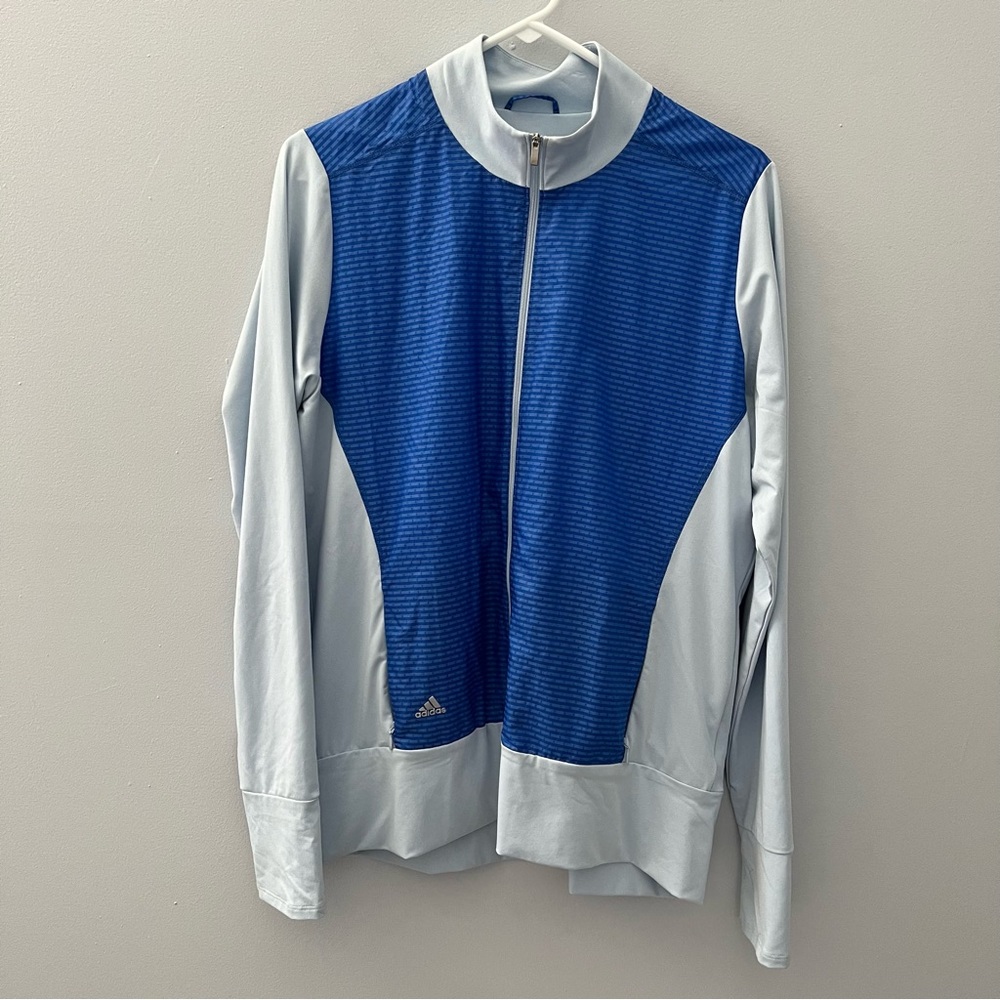 Adidas Jacket Womens Large Blue Two Tone Lightweight Casual Outdoor Performance